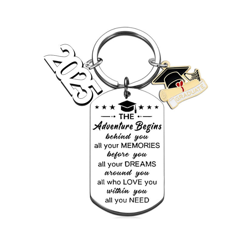 Wholesale Cross-border light luxury graduation season stainless steel keychain
